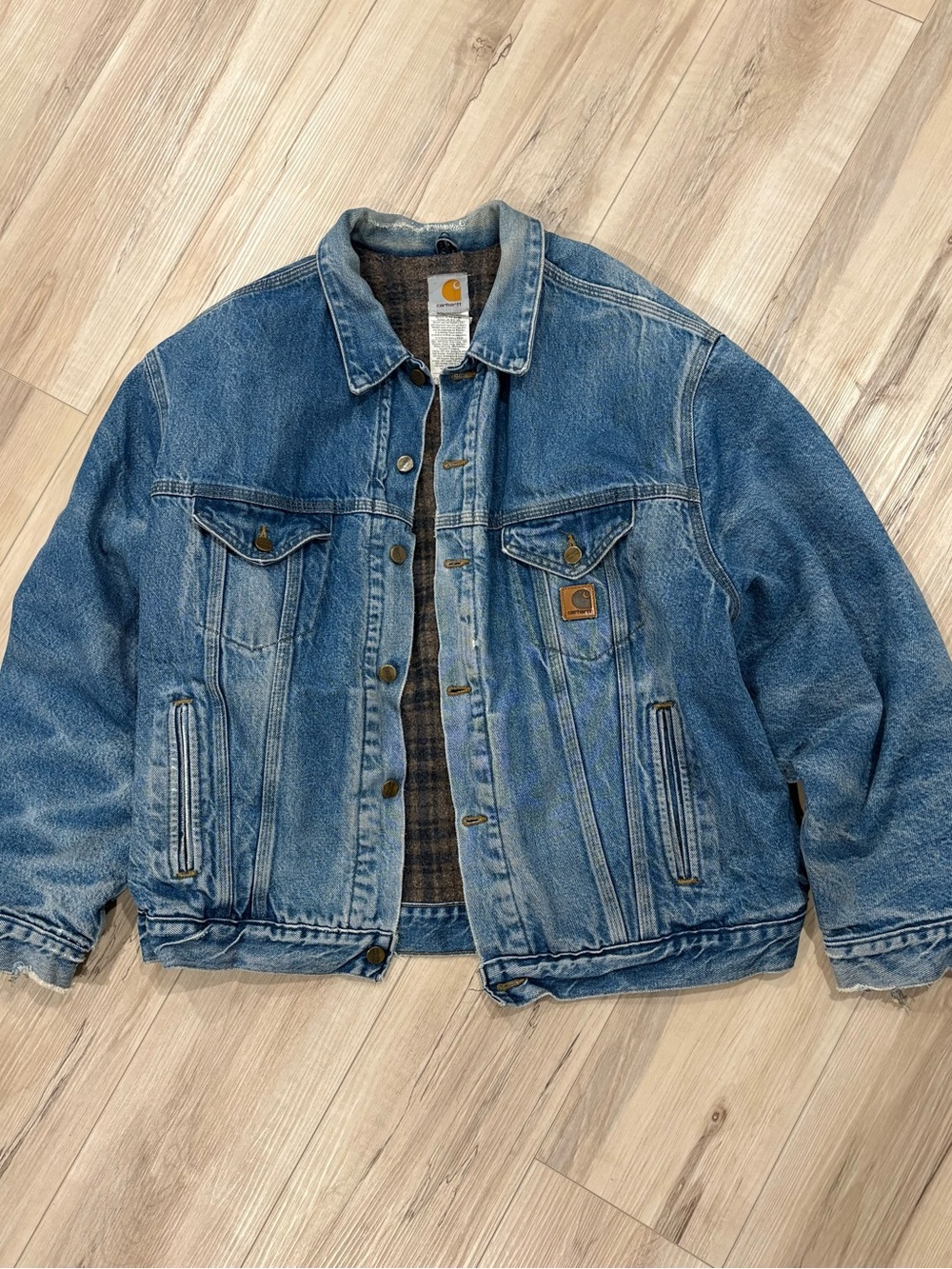 Carhartt J11DST Blue Denim Blanket Lined Trucker Jacket